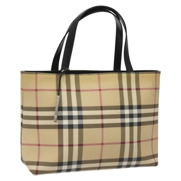 BURBERRY Nova Check Hand Bag PVC Beige Auth - Picture 1 of 16